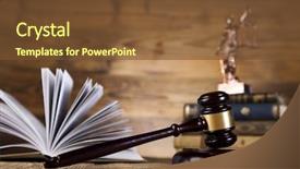  Presentation with gavel - Presentation theme having leyes - law and justice concept wooden background and a tawny brown colored foreground