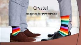  Presentation with community - Beautiful presentation design featuring lgbt community - gay couple with colorful socks backdrop and a light blue colored foreground
