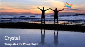  Presentation with rainbow flag - Audience pleasing PPT layouts consisting of lgbt community - silhouette of a gay couple backdrop and a ocean colored foreground