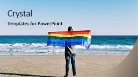  Presentation with lgbt community - Slides with lgbt community - young caucasian man seen background and a light blue colored foreground