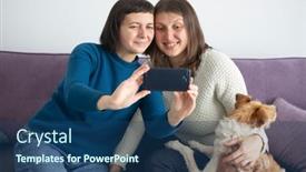  Presentation with lgbt - PPT theme enhanced with lgbt-lesbian-happy-couple-sitting background and a ocean colored foreground