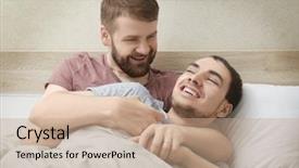  Presentation with gay - Presentation theme consisting of lgbt pride - happy gay couple hugging background and a  colored foreground