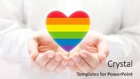 Presentation with lgbt - Colorful slide deck enhanced with lgbt rainbow heart symbol backdrop and a lemonade colored foreground