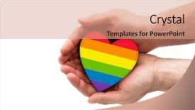  Presentation with lgbt community - PPT theme enhanced with lgbt rainbow heart symbol background and a coral colored foreground