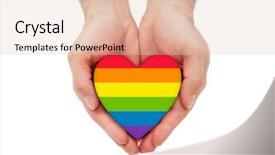  Presentation with rainbow lgbt - Beautiful PPT theme featuring lgbt rainbow heart symbol backdrop and a lemonade colored foreground