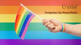  Presentation with lgbt pride flag rainbow flag - Audience pleasing slide deck consisting of wristbands - lgbt same-sex relationships and homosexual backdrop and a yellow colored foreground
