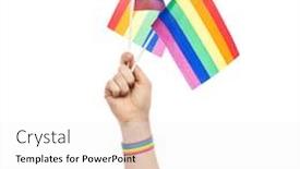  Presentation with rainbow pride - Audience pleasing slides consisting of wristbands - lgbt same-sex relationships and homosexual backdrop and a white colored foreground