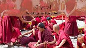  Presentation with debate - Colorful PPT theme enhanced with lhasa-china-june-3-monks backdrop and a red colored foreground