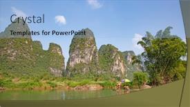  Presentation with rocks - PPT layouts consisting of li-river-or-lijiang background and a light blue colored foreground