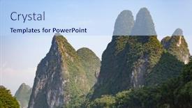  Presentation with river - PPT layouts with li-river-or-lijiang background and a sky blue colored foreground