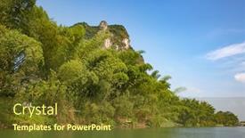  Presentation with river - Theme consisting of li-river-or-lijiang background and a tawny brown colored foreground