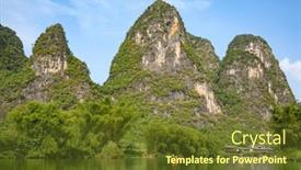  Presentation with region - PPT theme consisting of li-river-or-lijiang background and a tawny brown colored foreground