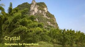  Presentation with rocks - Presentation design featuring li-river-or-lijiang background and a tawny brown colored foreground