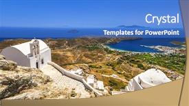  Presentation with cyclades - Presentation design featuring lia - authentic greece- serifos island cyclades background and a  colored foreground