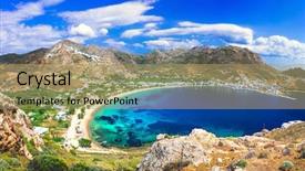  Presentation with greek - Slide set enhanced with lia - greek holidays - serifos island background and a coral colored foreground