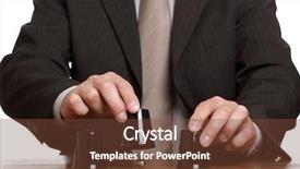  Presentation with scam - Slide deck with liar - businessman performing shell game scam background and a tawny brown colored foreground