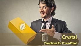  Presentation with product - Slide deck enhanced with liar - businessman showing a product background and a tawny brown colored foreground