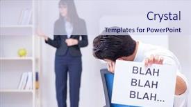  Presentation with employee - Beautiful presentation theme featuring liar - employee bored at the business backdrop and a sky blue colored foreground