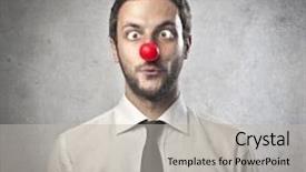  Presentation with nose - PPT layouts enhanced with liar - funny businessman with red plastic background and a light gray colored foreground