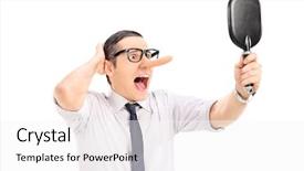  Presentation with nose - Colorful slide set enhanced with liar - furious man with long nose backdrop and a white colored foreground