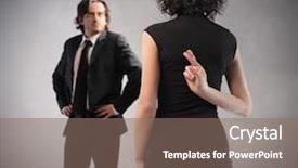  Presentation with fingers - Audience pleasing slides consisting of liar - insincere woman crossing her fingers backdrop and a gray colored foreground