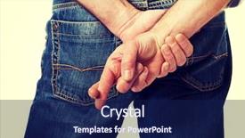  Presentation with fingers - Cool new slide deck with liar - male hands with crossed fingers backdrop and a navy blue colored foreground