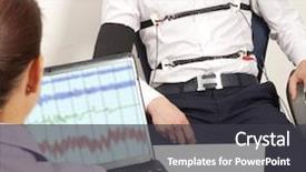  Presentation with detector - PPT theme featuring liar - man passes a lie detector background and a dark gray colored foreground