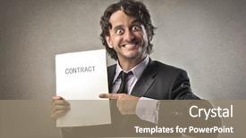  Presentation with contract - PPT layouts with liar - satisfied businessman showing a contract background and a  colored foreground