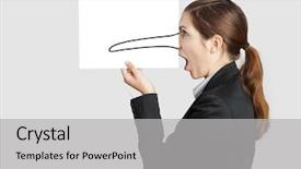  Presentation with nose - Beautiful slides featuring liar - woman holding a paper sheet backdrop and a light gray colored foreground