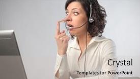  Presentation with receptionist - Cool new slide set with liar - young receptionist with long nose backdrop and a soft green colored foreground