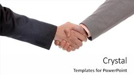  Presentation with shake hand - Theme enhanced with liason - business men hand shake isolated background and a  colored foreground