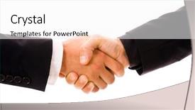  Presentation with shake hand - Slides consisting of liason - business men hand shake background and a white colored foreground