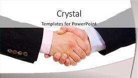  Presentation with hand-shake - Colorful PPT theme enhanced with liason - business men hand shake backdrop and a  colored foreground