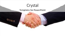  Presentation with hand shake - Slides featuring liason - business men hand shake background and a white colored foreground
