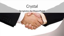 Presentation with hand shake - Beautiful PPT theme featuring liason - business men hand shake backdrop and a  colored foreground