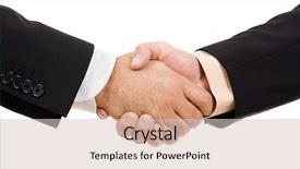  Presentation with hand shake - Beautiful PPT theme featuring liason - business men hand shake backdrop and a lemonade colored foreground