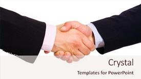  Presentation with shake hand - Theme with liason - business men hand shake background and a sky blue colored foreground