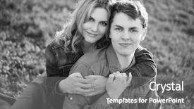  Presentation with young happy couple - PPT theme enhanced with liason - happy young couple sitting background and a gray colored foreground