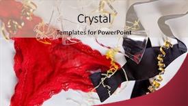  Presentation with red bow - Amazing slides having liason - office party concept photo backdrop and a soft green colored foreground