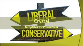  Presentation with conservative business - PPT theme featuring liberal - conservative signpost isolated background and a tawny brown colored foreground