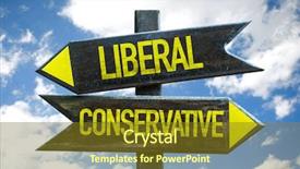  Presentation with sky - Beautiful theme featuring liberal - conservative signpost with sky backdrop and a tawny brown colored foreground