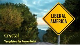  Presentation with america - Audience pleasing PPT layouts consisting of liberal america against open road backdrop and a tawny brown colored foreground