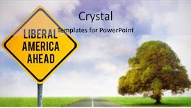  Presentation with america - Audience pleasing slides consisting of liberal america ahead against road backdrop and a light blue colored foreground