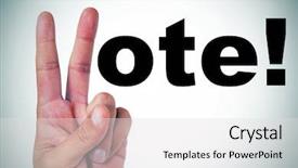  Presentation with vote - Slides with liberal democratic party - man hand making the v background and a light gray colored foreground