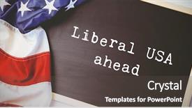  Presentation with usa flag - Presentation theme having liberal usa ahead against american background and a dark gray colored foreground