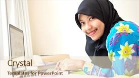  Presentation with worried female college student for health check up - Audience pleasing PPT theme consisting of liberated - young muslim female student backdrop and a cream colored foreground