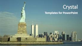  Presentation with twin towers - Presentation enhanced with liberty and twin towers background and a teal colored foreground