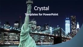  Presentation with brooklyn bridge - Theme consisting of liberty at night lights background and a wine colored foreground