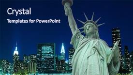  Presentation with liberty - Presentation theme consisting of liberty at night lights background and a navy blue colored foreground