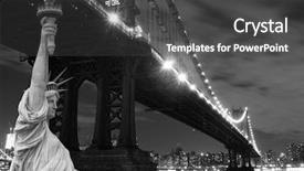  Presentation with liberty - PPT theme consisting of liberty at night lights background and a dark gray colored foreground